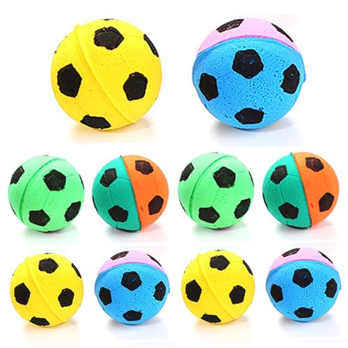 Yeory 10pcs Katzenballspielzeug, 1,6 Foam Schwamm Fußballkatze Spielzeug interaktive Katzenbällchen Buntes Katzenfußball -Spielzeug Sportball für Innenkatzen zufällige Farbe, Katzenspielzeug von Yeory