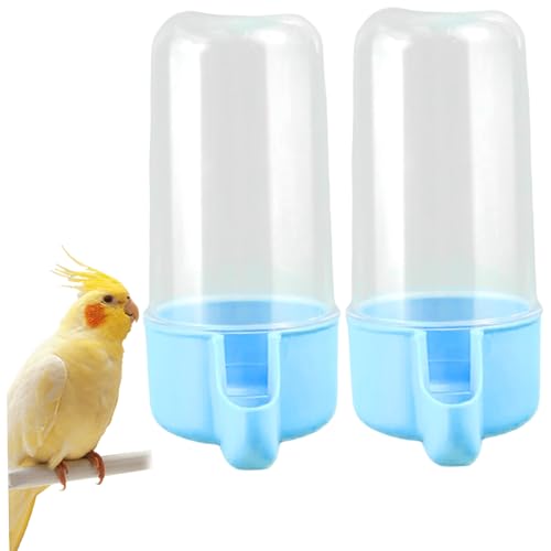 Yeory 2pcs Vogelwasserspender, 200 ml automatischer Vogelwasserfuttermittel, klarer sichtbarer Lebensmittelbehälter 4.7x2 Vogelkäfig -Feeder mit Schnalle für Papagei, Vogelhäuschen für Käfig von Yeory