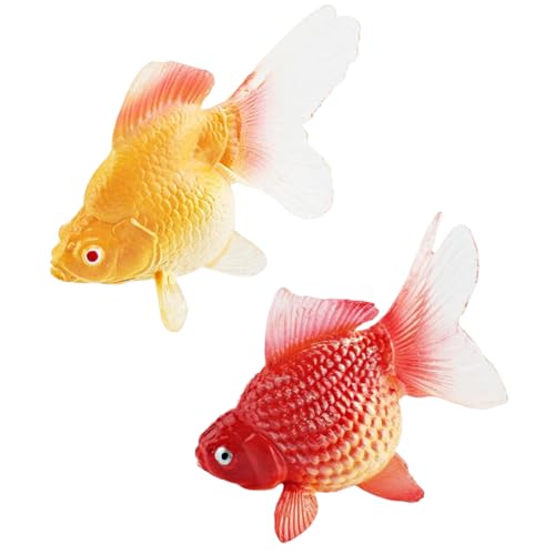 Yeory 2pcs gefälschte Goldfische, künstliches Aquarium Plastikfischmodell realistisch bewegende gelbe und rotgoldfische schwimmende Fischtankdekorationen, Plastikfisch von Yeory