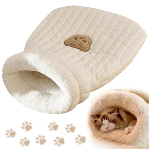 Leinen Katzenschlafsack, Selbstwärmender Schlafsack Katze, Warmer Katzenschlafsack, Pet Sleeping Bag, Cat Sleeping Bag, Cat Winter Sleeping Bag, Cat Sleeping Sack, für Katzen und kleine Hunde von Yesmoyhe