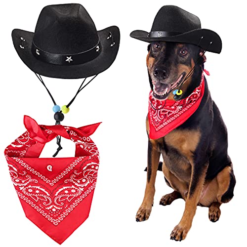 Yewong Cowboy-Kostüm für Hunde und Katzen, 2 Stück, Schwarz von Yewong