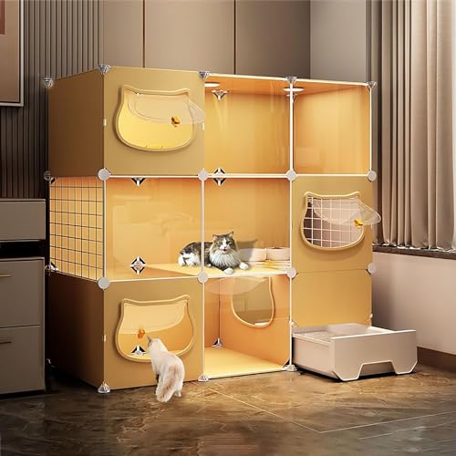 Katzengehege, Katzenkäfig für den Innenbereich, abnehmbare DIY-Katzenkiste, Katzengehege mit Katzentoilette, Katzenhaus, Laufstall, Kleintierkäfig für Frettchen, Kätzchen, Häschen, Kaninchen, Kleinti von YhOuuA