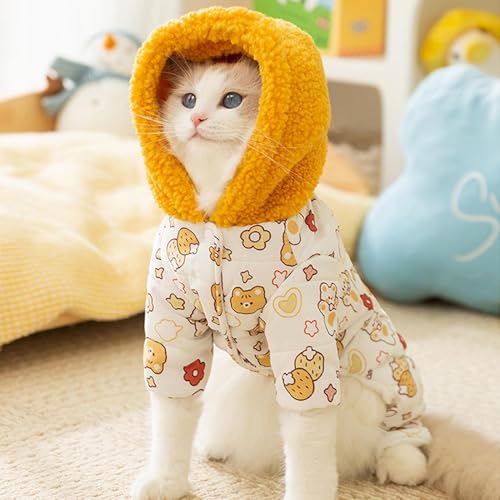 Warmes Kätzchen-Outfit für kaltes Wetter, Polyester-Katzenkleidung, Winter-Katzenkleidung, bequeme Kleidung mit Tiermuster, Welpenbekleidung zum Spielen, , kaltes Wetter von Yhsioaklo