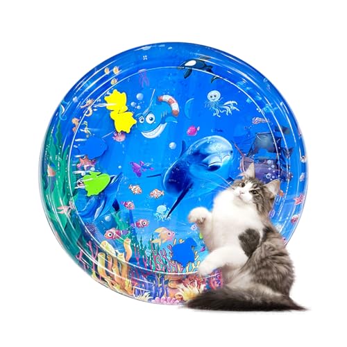 YiJiuBa Sensorische Wassermatte für Katzen, Tragbare Katzenspielmatte, Wassersensorische Matte für Katzen, Interaktives Katzenspielzeug für den Sommer, Katzenspielzeug für gelangweilte Hauskatzen von YiJiuBa