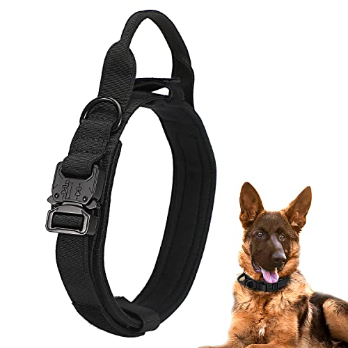 Yiaizhuo Hundehalsband Taktisches Halsband Militärisches Hundetraining Halsband Kontrollgriff und Schwermetallschnalle für mittelgroße große Hundetraining, Schwarz M von Yiaizhuo