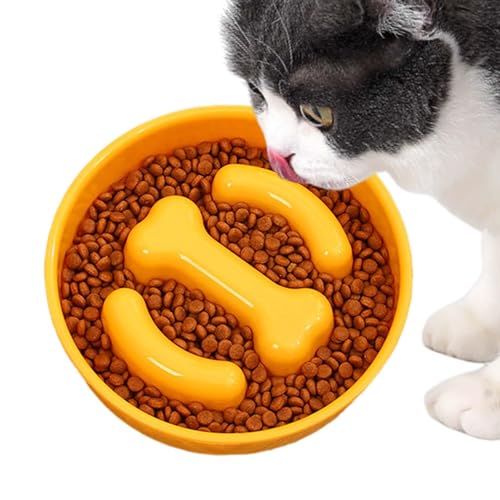 Yianyal Futternapf für langsames Fressen | Hund Katze Anti-Ersticken Langsames Füttern Schüssel – rutschfeste Unterseite Haustier Slow Feeder Dish für gesunde Ernährung für gewürfeltes Huhn, von Yianyal