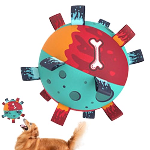 Yianyal Hunde-Fußball mit Riemen, interaktives Spielzeug, , Hundebälle mit Zuglaschen, quietschendes Spielzeug für Hunde, zum Apportieren, Zerren, Apportieren und Wasserspielen von Yianyal