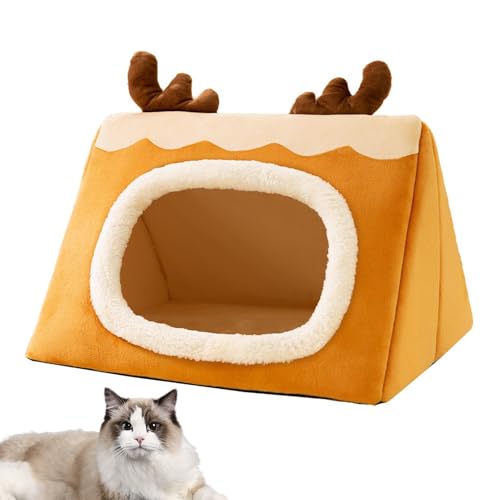 Yianyal Hundehütte, Katzenschlafbett - Triangle House Welpenbett | Warm House Welpenhütte, verdicktes isoliertes Hundekatzenbett für kaltes Winterwetter von Yianyal