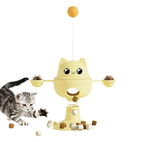 Yianyal Katzen-Leckerli-Spender Spielzeug – Zahnspielzeug Katzenspielzeug – Interaktives Katzenspielzeug, Futterspender Katzenkarussell, Katzenjagdspielzeug drehbar, Kätzchenspielzeug, Haustierbedarf von Yianyal