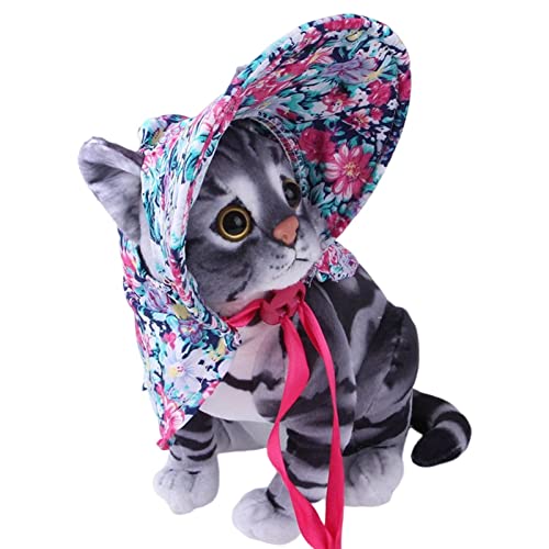 Yianyal Katzen-Sommerhut, Haustier-Sonnenhut - Verstellbarer Outdoor-Sport-Sonnenhut für Hunde,Atmungsaktive Sonnenschutzmütze, floraler Hunde-Baseballhut, Verstellbarer Hunde-Outdoor-Sport-Sonnenhut von Yianyal