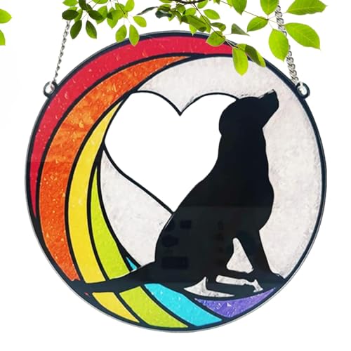 Yianyal Katzen-Sonnenfänger für Engel, Hund, Katze, Gedenkornamente, Fensterdekoration, schwarzer Katzendekor, Anhänger für Katzenliebhaber, Innen- und Garten von Yianyal