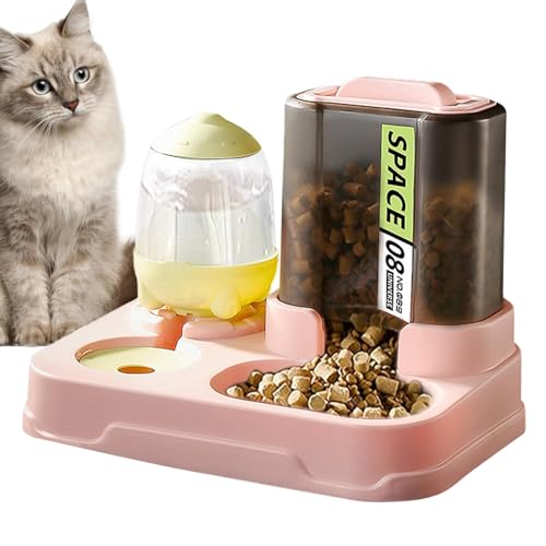 Yianyal Katzen-Wasser- und Futternapf-Set | Automatischer Futter-Wasserspender für Katzen | Haustier-Hals-Schutz, Schwerkraft-Futterspender für Schlafzimmer, Innenhof, Katzenhaus und Balkon von Yianyal