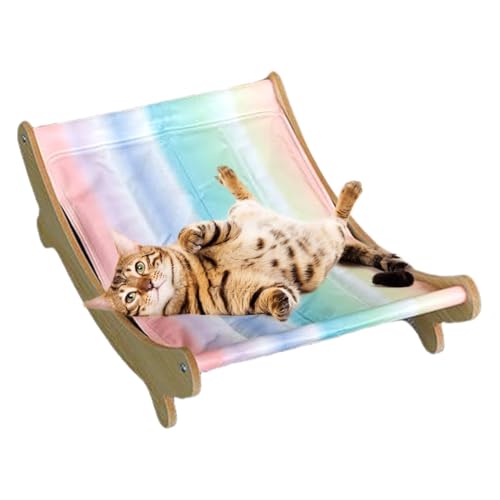 Yianyal Katzenscheibenstuhl, Cat Lounge Chair,Kühlung in der Innenkatze Katze Beach Stuhl | Kratzfeste erhöhte Welpe-Couch, multifunktionale Holzkätzchen-Liege für Haustiere von Yianyal