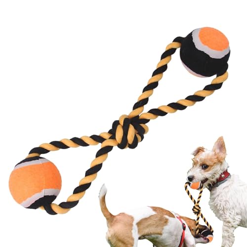 Yianyal Kauspielzeug für Hunde, Zahnreinigungsspielzeug – Se -Hundespielzeug, Welpen-Kauspielzeug, Baumwollseil-Spielzeug mit 2 Bällen, Hundezahnspielzeug für drinnen und draußen von Yianyal