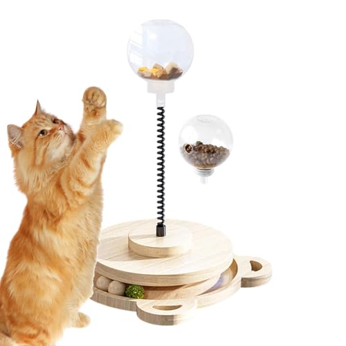 Yianyal Leckerli-Dosierendes Katzenspielzeug, tragbares Katzen-Puzzle, langsamer Feeder, Haustierfutter-Ball mit Rollbahn, Futterspenderspielzeug, Wackel-Unterhaltungsspielzeug für Indoor-Katzen von Yianyal