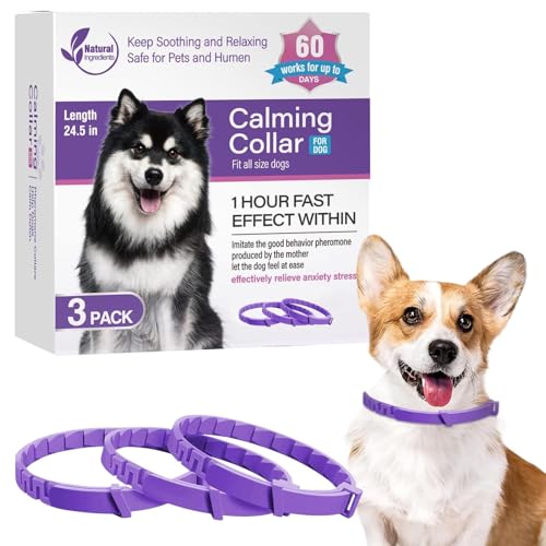 Yianyal Pheromone Beruhigende Hundehalsbänder, entspannende Halsbänder für Haustiere, hält 60 Tage, beruhigendes Hundehalsband für kleine, mittelgroße und große Rassen, lindert schlechtes Verhalten, von Yianyal