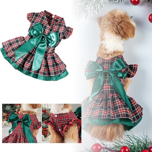 Yiartion Haustier Weihnachten Klassischer Plaid Rock Netter Bogen Weihnachtsparty Rock Haustier Kleidung Weihnachtskleid Haustier Weihnachtskleidung Hund und Katze Weihnachten Haustier Kleidung von Yiartion