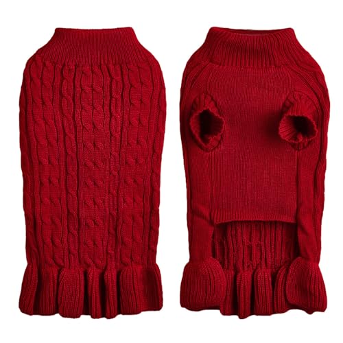 Yiartion Hohe Nackenwärme Elegantes Temperament Fried Dough Twists Seil Haustier Pullover elastisches Strickpullover Kleid von Yiartion