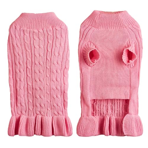 Yiartion Hohe Nackenwärme Elegantes Temperament Fried Dough Twists Seil Haustier Pullover elastisches Strickpullover Kleid von Yiartion