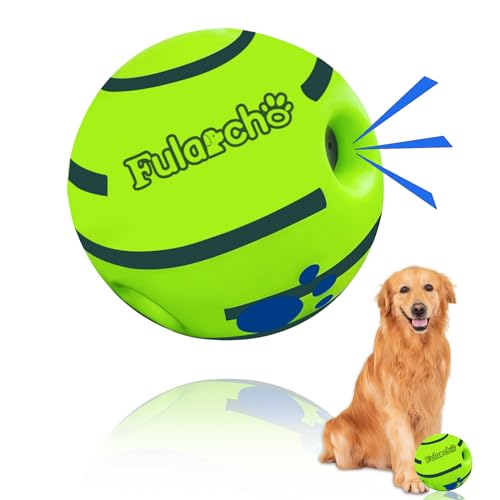 Yiateoit Giggle Ball Interaktiver Hundeball für Große Hunde, Wackelball Wackelball, 14 cm Hundespielzeug, Unzerstörbar, Lustiger Quietschball für Langweiliges Training Zahnreinigung (L, Grün) von Yiateoit