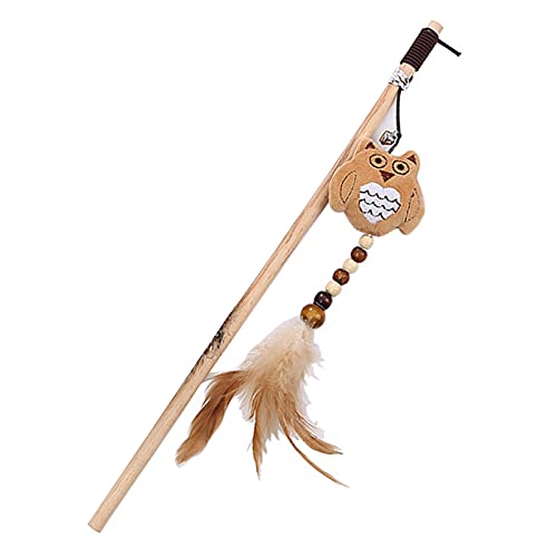 Yiifunglong Katze necken Stick Wand Spielzeug,Cats Teaser Cute Appearance Pet Interactive Recreational Pet Cats Wand Feather Beads Toy Cats Supplies - Coffee B von Yiifunglong