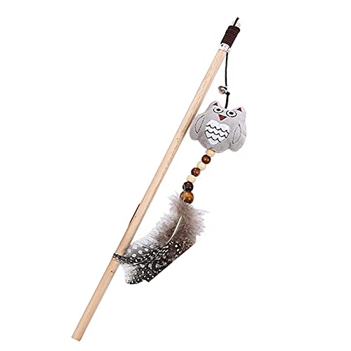 Yiifunglong Katze necken Stick Wand Spielzeug,Cats Teaser Cute Appearance Pet Interactive Recreational Pet Cats Wand Feder Perlen Spielzeug Katzen Zubehör - Grau B von Yiifunglong