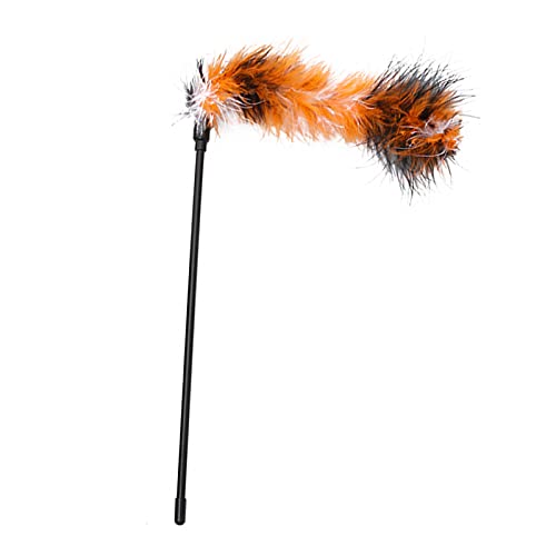 Yiifunglong Katze necken Stick Wand Spielzeug,Cats Wand Soft Texture Pet Interactive Slightly Bendable Kitten Feather Bell Teaser Stick Spielzeug Haustierzubehör - Dark Orange von Yiifunglong