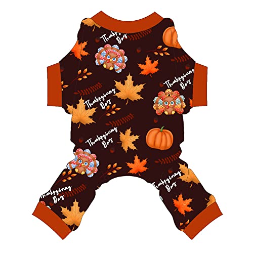 Herbst Hund Clohtes Hund Thanksgiving Pyjama Truthahn Kürbis Hund Pjs Haustier Hund Thanksgiving Outfit Kleidung Kostüm Winter Hundekleidung für kleine mittelgroße Hunde Junge Mädchen, von Yikeyo