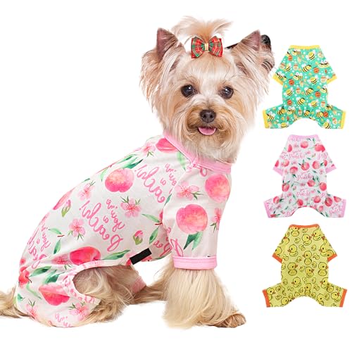 Hunde-Pyjama, Größe XL, Baumwolle, dehnbar, Einteiler, Jammies, Welpen-Outfits für doppelte extra Hunde, weiblich, männlich, Frühling Sommer, Hunde-Pyjama für 2XL, (Pfirsichrosa, Größe 2XL) von Yikeyo