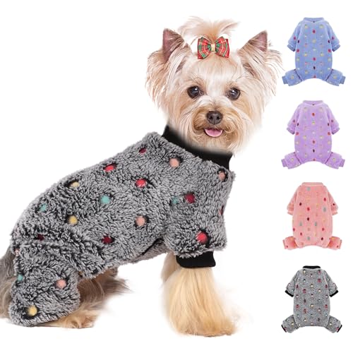 Hunde-Pyjama, kleine Größe, für Jungen, Pullover, Mädchen, Baumwolle, dehnbar, Haustier-Jammies, Welpen-Outfits für Hunde, weibliche Männer, Winter-Hunde-Pyjama, Kleidung (Grau, S) von Yikeyo