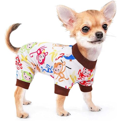 Hunde-Pyjama, für kleine Hunde, Yorkie-Pyjama, Chihuahua, dehnbar, Affen-Design, Haustierbekleidung, Hundepullover für Teetasse, Nachtwäsche für kleine Hunde, bequeme Welpenkleidung, Hundeoverall von Yikeyo