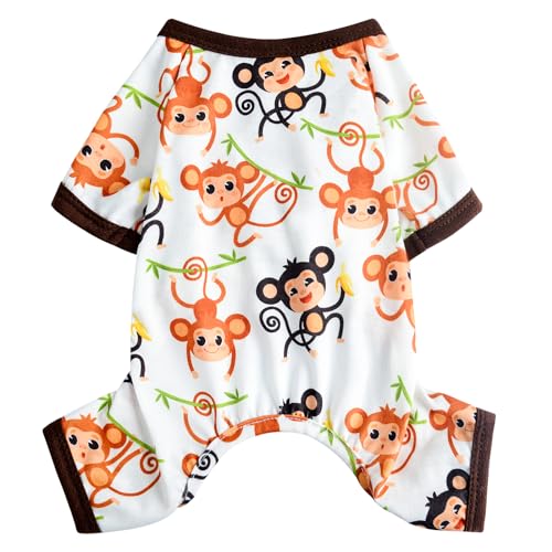 Hunde-Pyjama für kleine, mittelgroße Hunde, Jungen, Mädchen, Fruchtbananen-Avocado-Muster, Frühlingssommer, Hundekleidung, Haustier-Jammies, Welpen-Pyjama, Hunde-Outfits, Katzenbekleidung von Yikeyo