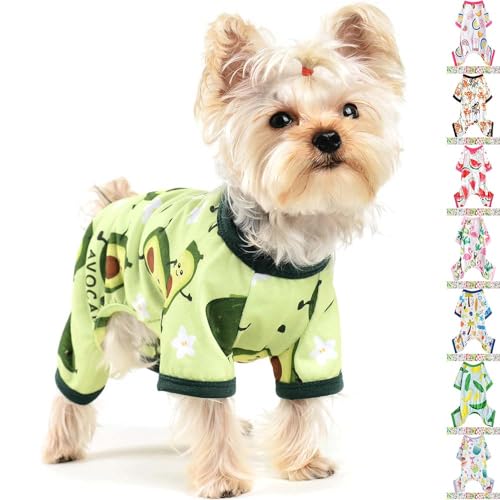 Hunde-Pyjama für kleine Hunde, Kiwi-Welpen, Einteiler für kleine Hunde, Jungen, Mädchen, Katzen-Schlafanzug, Größe XS, Farbe: Grün von Yikeyo