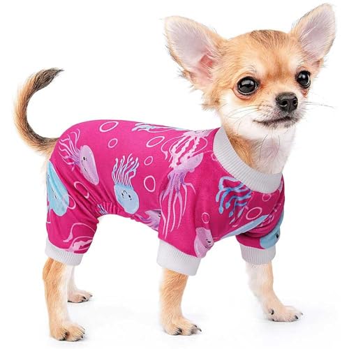 Hunde-Pyjama für kleine Hunde, Yorkie-Chihuahua-Schlafanzug, dehnbar, Medusa-Design, Haustierbekleidung, Teetasse, Nachtwäsche, mittelgroße Hunde, bequemer Welpenoverall (Medusa, S) von Yikeyo