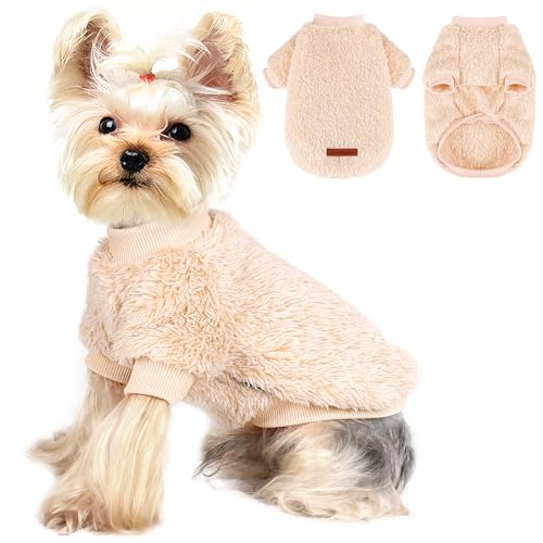 Hundepullover für kleine Hunde, Mädchen, männliche Hunde, kleine Hunde, weicher Fleece-Hundepullover, Winterkleidung für kleine Hunde, Jungen, Mädchen, flauschige Hunde-Sweatshirts, Flanelljacke, von Yikeyo