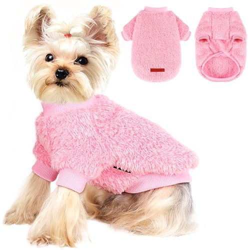 Hundepullover für kleine Hunde, Mädchen, männliche Hunde, kleine Hunde, weicher Fleece-Hundepullover, Winterkleidung für kleine Hunde, Jungen, Mädchen, flauschige Hunde-Sweatshirts, Flanelljacke, von Yikeyo