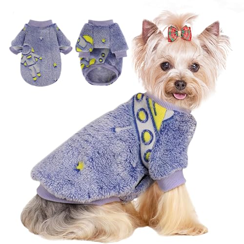 Hundepullover für mittelgroße Hunde und Mädchen, leuchtet im Dunkeln, mittelgroßer Hundepullover, weicher Fleece-Hundepullover, Winterkleidung für mittelgroße Hunde, Jungen, Mädchen, flauschige von Yikeyo