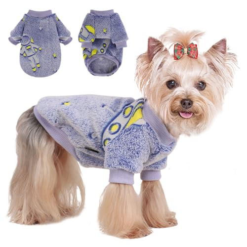 Hundepullover für mittelgroße Hunde und Mädchen, leuchtet im Dunkeln, mittelgroßer Hundepullover, weicher Fleece-Hundepullover, Winterkleidung für mittelgroße Hunde, Jungen, Mädchen, flauschige von Yikeyo