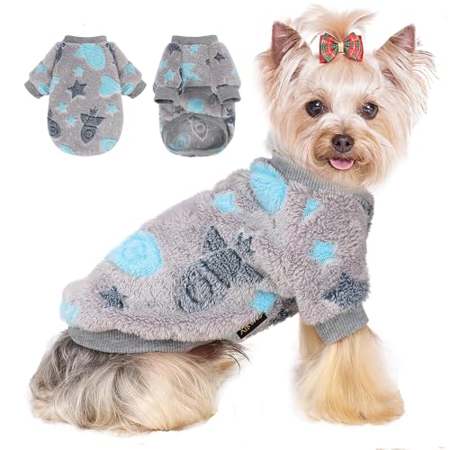 Hundepullover für mittelgroße Hunde und Mädchen, mittelgroß, leuchtet im Dunkeln, weiches Fleece, Winterkleidung für mittelgroße Hunde, Jungen, Mädchen, flauschige Hunde-Sweatshirts, Flanelljacke, von Yikeyo