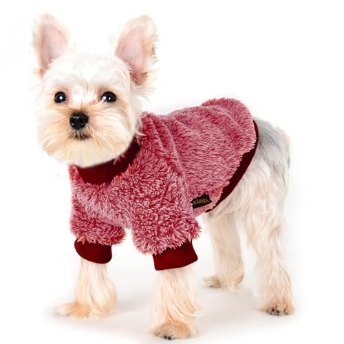 Pullover für kleine Hunde, flauschig, warm, Fleece-Hundekleidung für kleine Hunde, Mädchen, Jungen, weicher Hunde-Wintermantel, Flanell-Welpenjacke, Haustierkleidung, Katzen-Winter-Outfit (Größe S, von Yikeyo