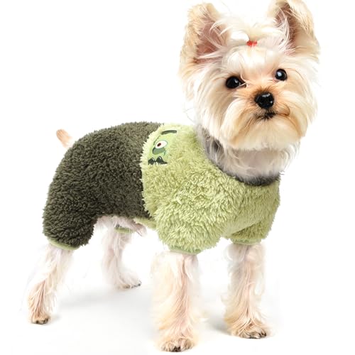 Rollkragenpullover für Hunde, Welpen, Thermokleidung, Winterkleidung für kleine Hunde, Mädchen, Jungen, Haustier, Overall, Mantel, Katzenbekleidung (Größe XXS, Grün) von Yikeyo