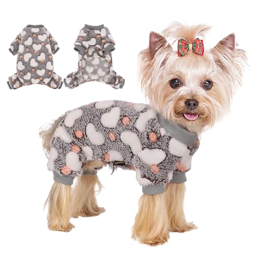 Hunde-Pyjama für kleine Hunde, Baumwolle, dehnbar, Haustier-Pyjama, Jammies-Pullover für Hunde, weibliche Männer, Winterkleidung, Hundewelpen, Mädchen (Grau, Größe S) von Yikeyo