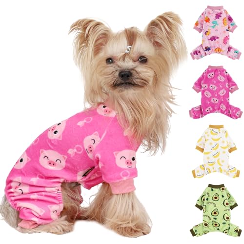 Schlafanzug für kleine Hunde, Yorkie-Pyjama, Chihuahua-Schlafanzug, dehnbares Schweinen-Design, Haustierbekleidung, XXS-Hundepullover für Teetasse, Nachtwäsche für kleine Hunde, bequeme von Yikeyo