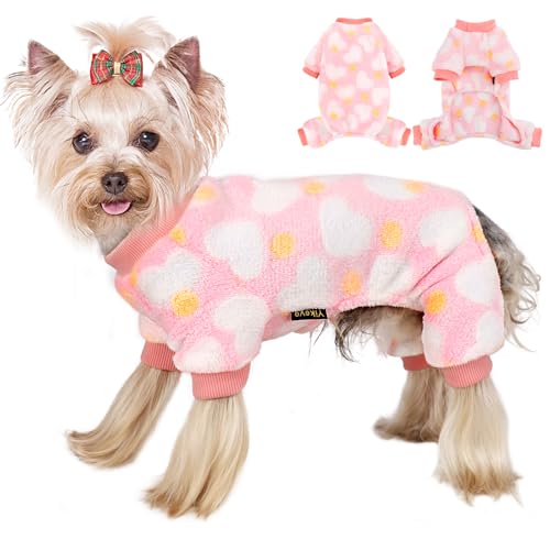 Schlafanzug für kleine Hunde, für Jungen und Mädchen, Baumwolle, dehnbar, für 2XS, für Damen und Herren, Winter-Hunde-Pyjama für XXS-Hunde, Rosa, Größe XXS von Yikeyo