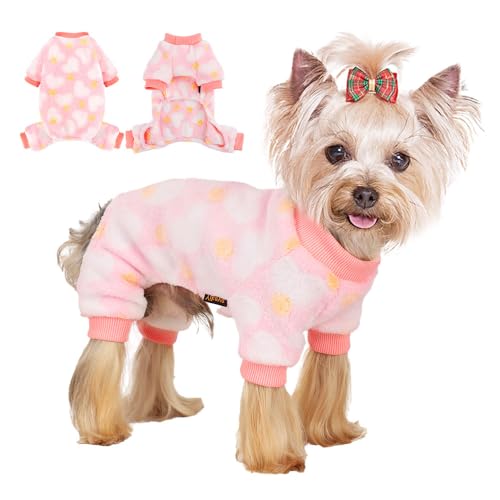 Schlafanzug für kleine Hunde, für Jungen und Mädchen, Baumwolle, dehnbar, für 3XS, für Damen und Herren, Winter-Hunde-Pyjama für XXXS, Rosa, Größe XXXS von Yikeyo