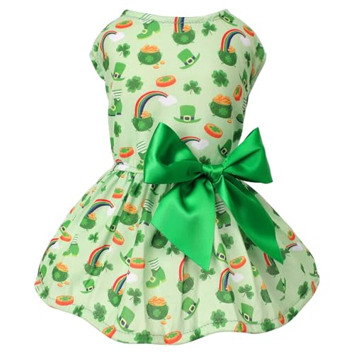 St. Patrick's Day Hundekleid für Hunde und Mädchen, vierblättriges Outfit, Rock für Hunde, Welpenkleider, Kleeblattkleidung, Haustierkleid, Welpen-Shirt, Yorkie, Chihuahua, Katzenkleidung, Kostüm mit von Yikeyo