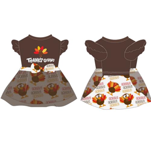 Thanksgiving-Hundekleid, Türkei-Druck, Welpenkostüme, Haustierkleidung, Urlaub, Mädchen, einteiliges Hunde-Outfits, Tank-Top, Westenkleider für kleine Hunde, Mädchen, Welpenkleider (Khaki, XS) von Yikeyo