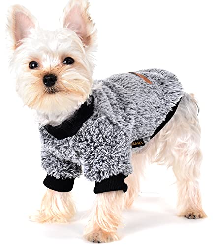 XS Hundepullover Yikeyo für kleine Hunde, Haustierkleidung, Hundepullover, weich, verdickend, warm, Welpen, Winterwelpenpullover für kleine Hunde, männlich, weiblich, Chihuahua-Pullover (XS, Schwarz) von Yikeyo