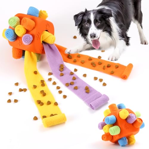 Yikko Interaktiver Schnüffelball, Kauanreicherungsspielzeug für Hunde, Leckerli-Spender, langsames Füttern, Puzzle, Stimulationsspielzeug für kleine, mittelgroße und große Hunde, Würfelform von Yikko