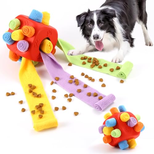 Yikko Interaktiver Schnüffelball, Kauanreicherungsspielzeug für Hunde, Leckerli-Spender, langsames Füttern, Puzzle, Stimulationsspielzeug für kleine, mittelgroße und große Hunde, Würfelform von Yikko